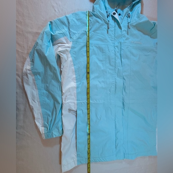 Columbia Women’s XL Aqua Blue White Fleece Lined Hooded Winter Jacket - Picture 7 of 16